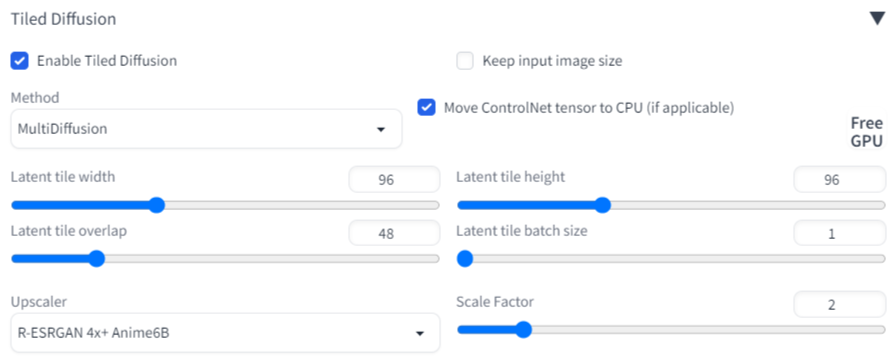 Tiled Diffusion設定項目の画像